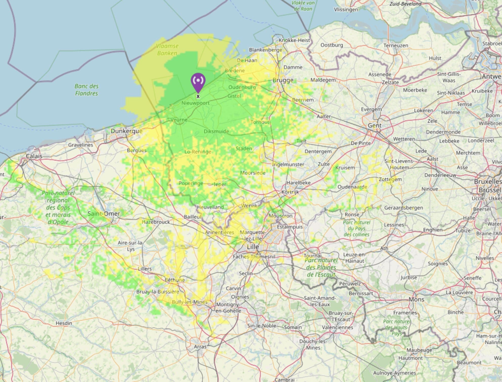 2 m coverage of QTH Lombardsijde