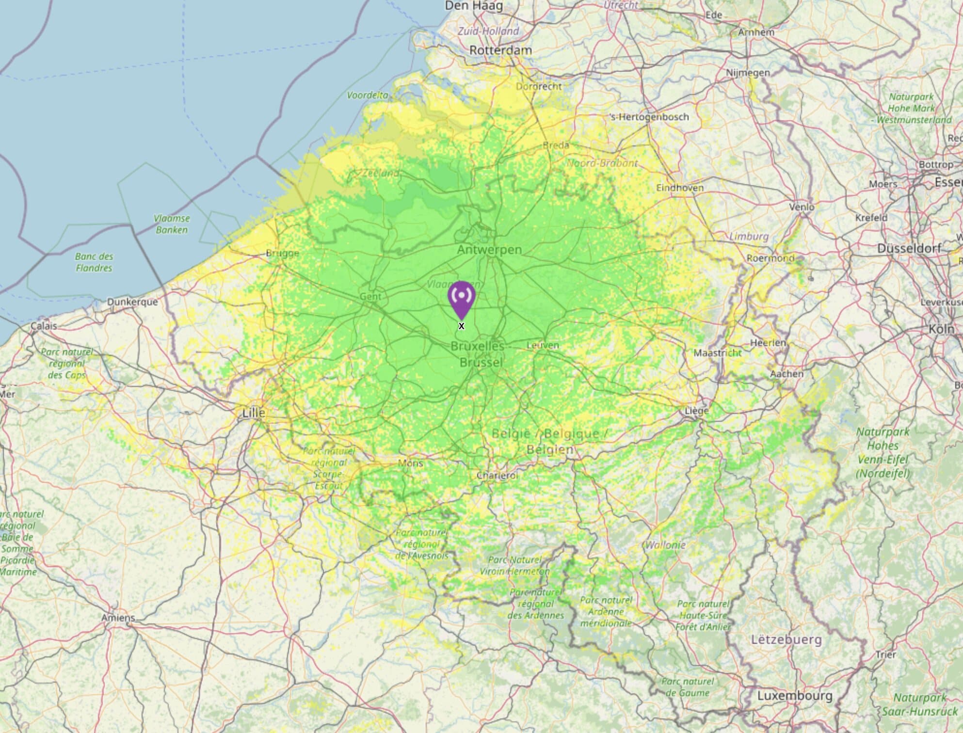 2 m coverage of QTH Merchtem