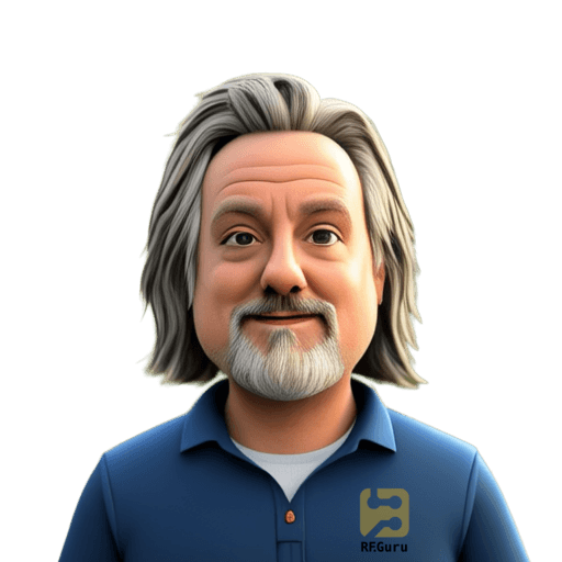 ON6URE, as a cartoon portrait in an RF.Guru polo
